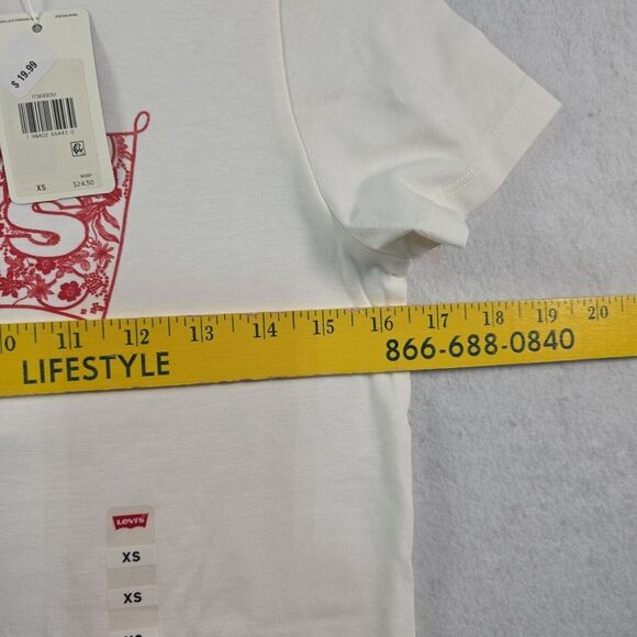 Levi's Perfect Tee Standard Fit T-Shirt Women's Size XS Floral Spellout NWT - Picture 9 of 10